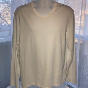 Calvin Klein Long Sleeve White Tee Shirt Top L Large Basic Classic Liquid Touch